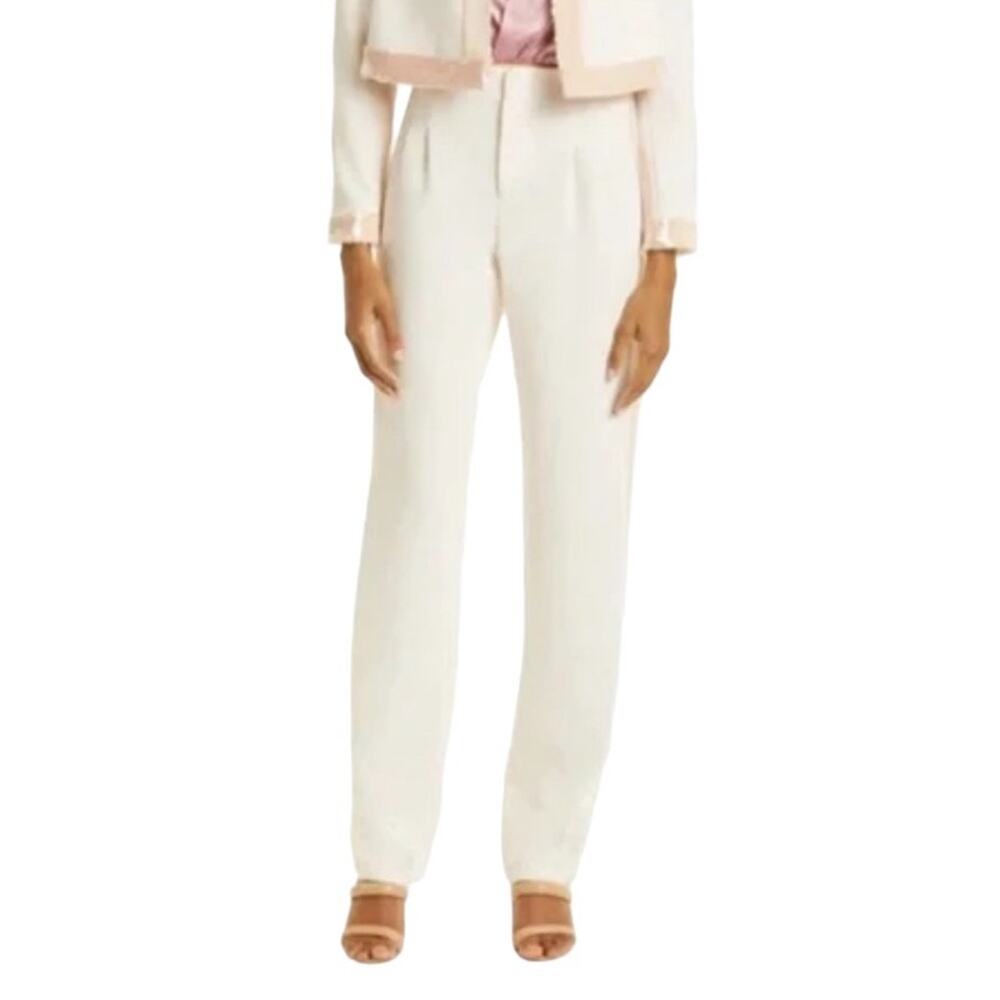 NWOT Cinq A Sept Ruthy Side Sequin Stripe Blush Pink Pleated Front Pants 4